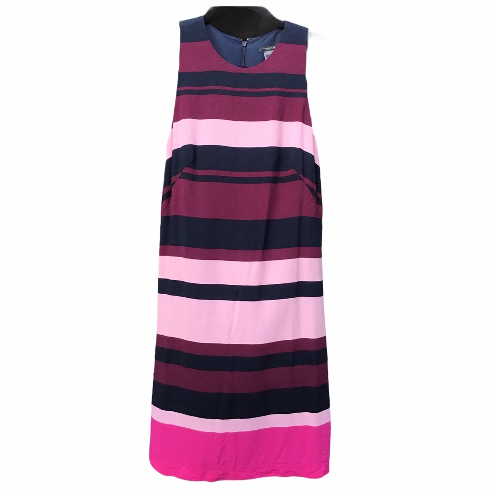 Ann Taylor Factory Striped Pink and Navy Dress